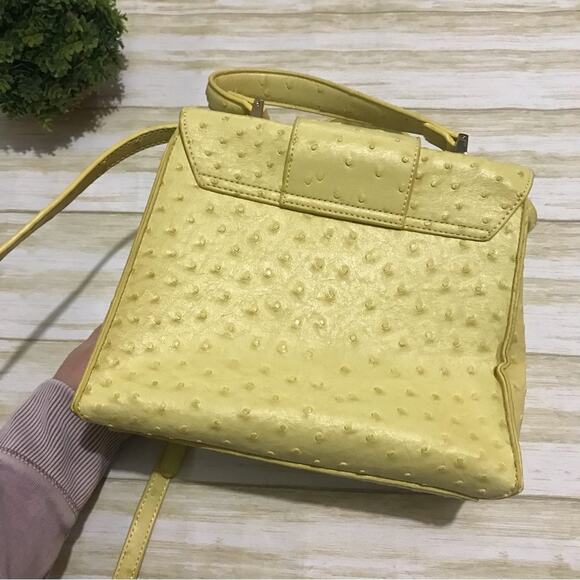 Crossi Yellow Textured Structured Crossbody Shoulder Bag Purse Vintage Style - Picture 5 of 10